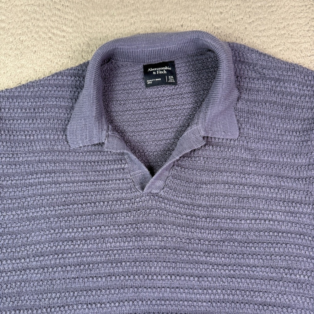 Abercrombie & Fitch Shirt Mens 2XL Blue Sweater Polo Knit Johnny Collar